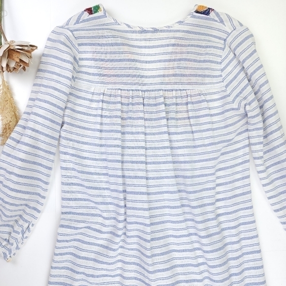 New J. Crew Boho White Stripe Multicolored Embroidered Cotton Dress Sz X… - Picture 5 of 11